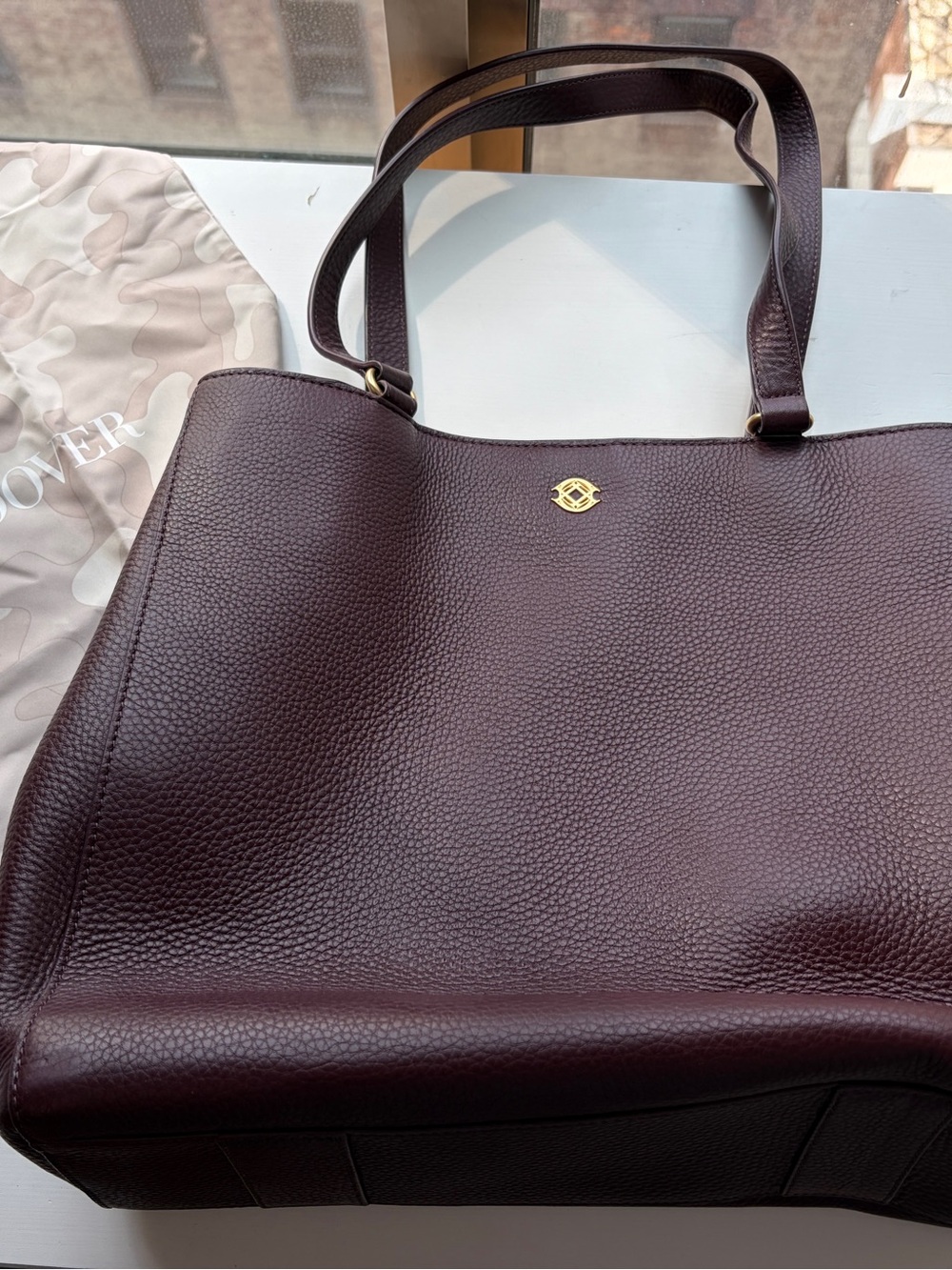 Dagne Dover Allyn Large Leather Work Tote – Oxblood Burgundy